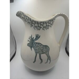 Moose Country Tienshan Folk Craft 64 oz Large Pitcher Sponge Pattern Cabin Lodge